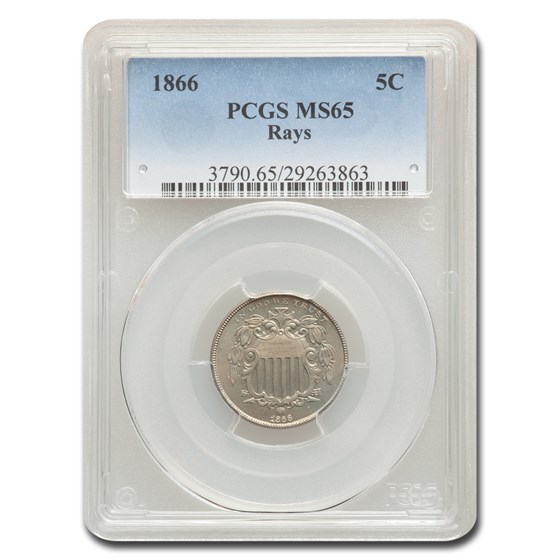1866 Shield Nickel w/Rays MS-65 PCGS 1866 Shield Nickel w/Rays MS-65 PCGS